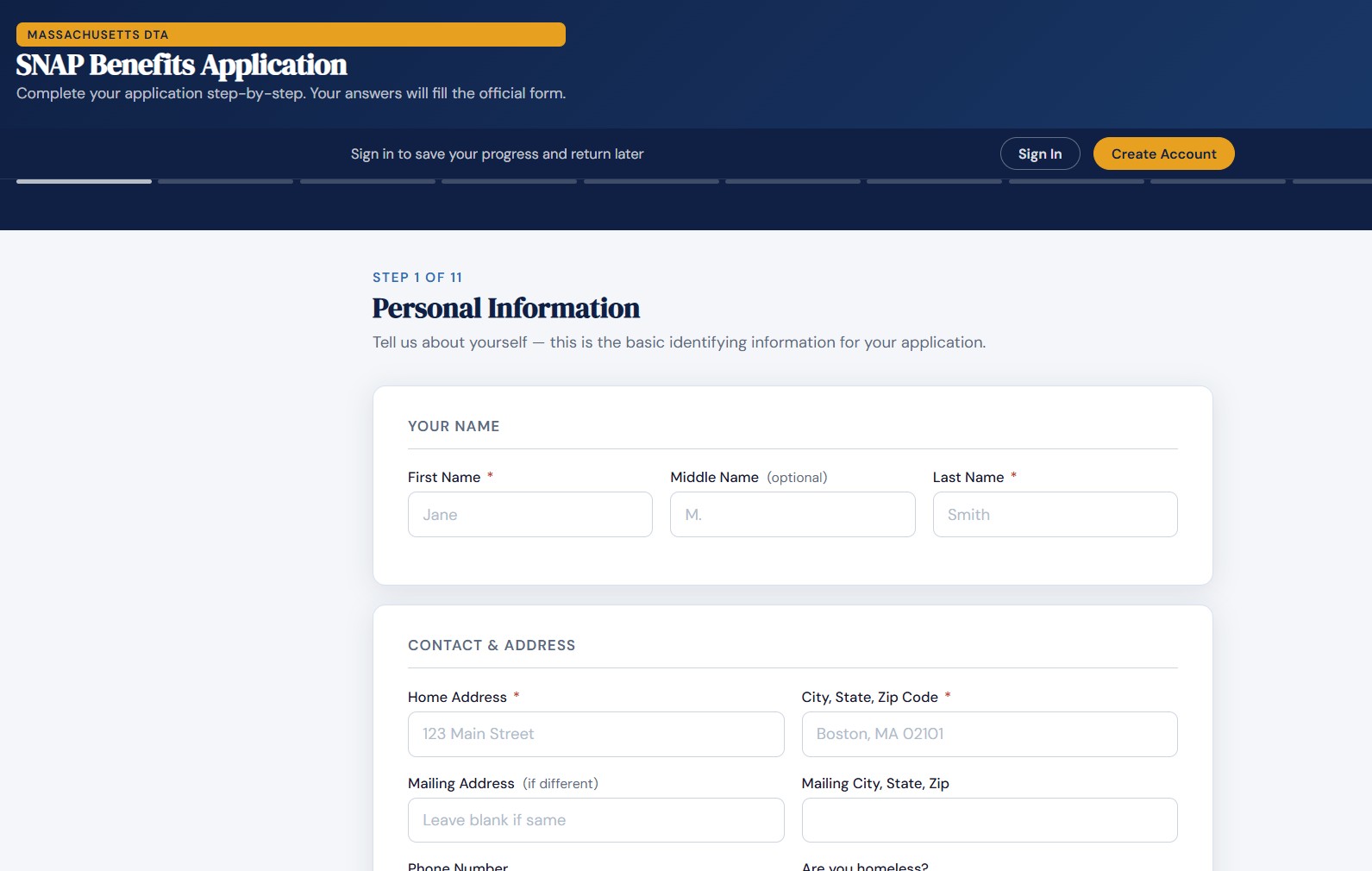 EasyFill guided form wizard